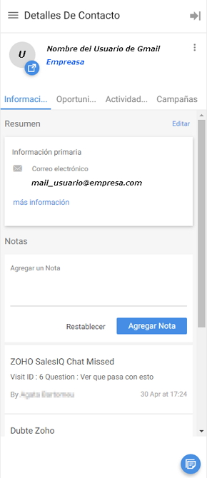 , Integre su cuenta de Gmail o InBox con Zoho CRM