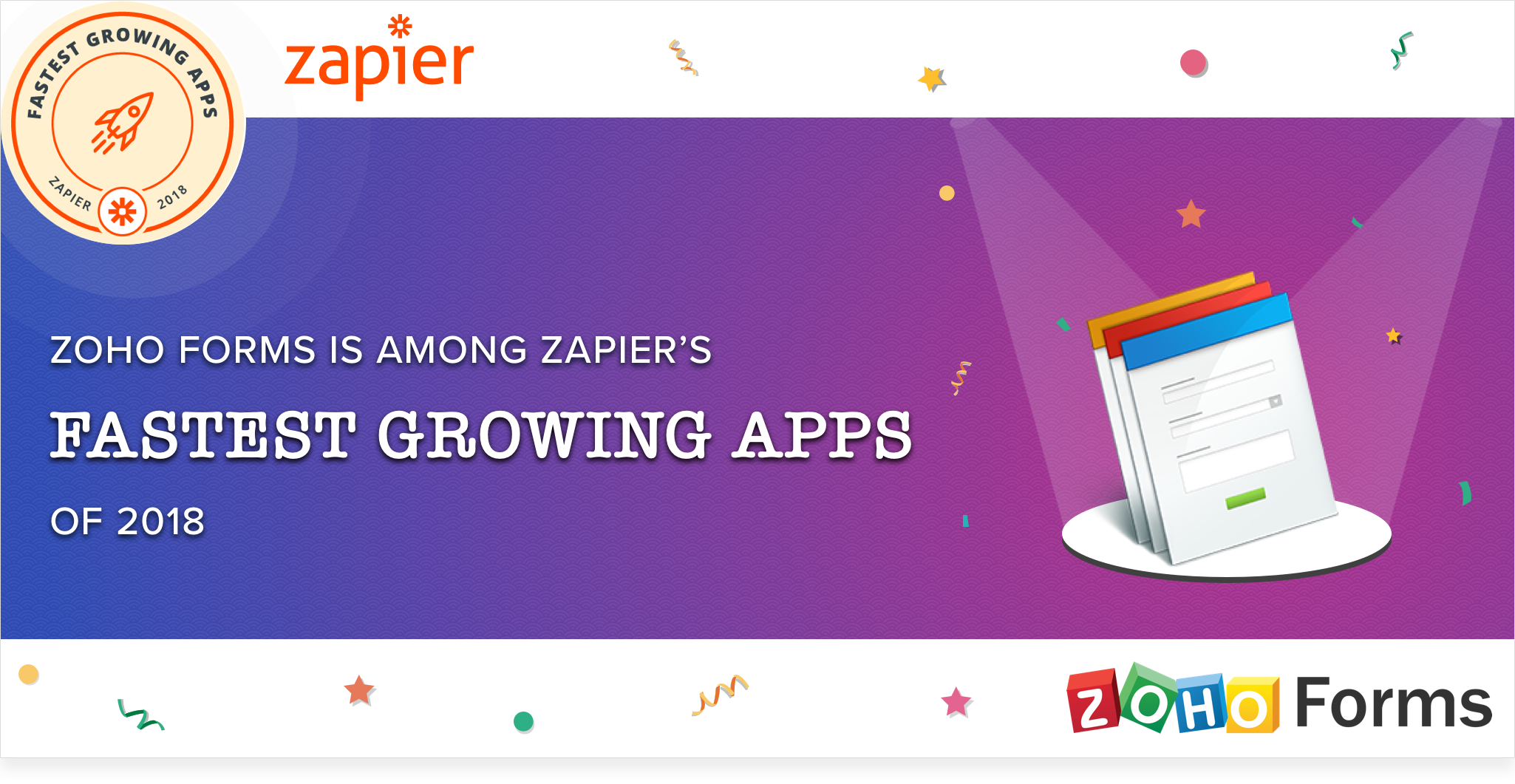, Zoho Forms entre las aplicaciones de crecimiento más rápido de Zapier en 2018