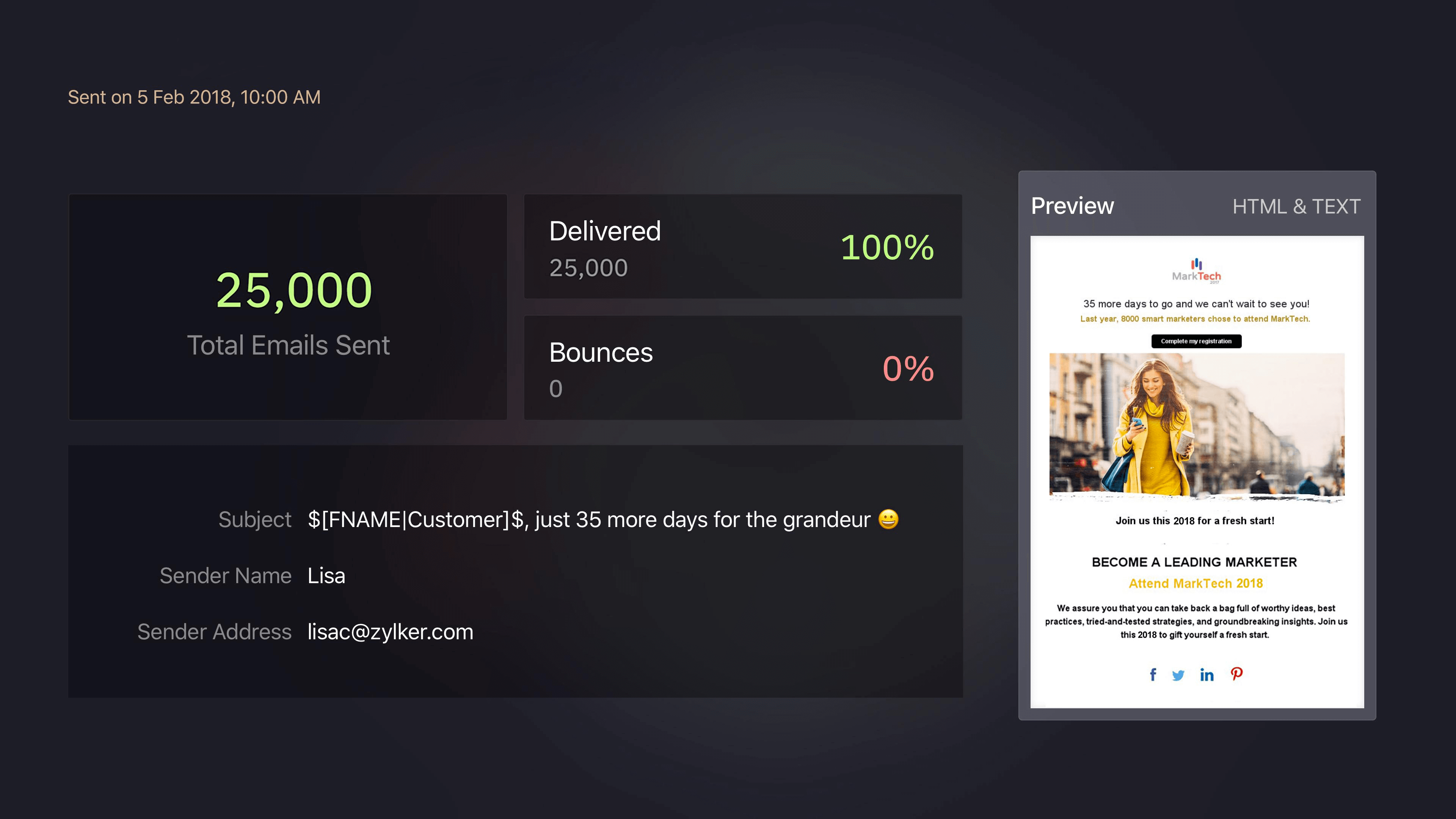 , Zoho Campaigns para Apple TV