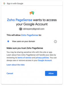 Zoho PageSense para la suite de Google