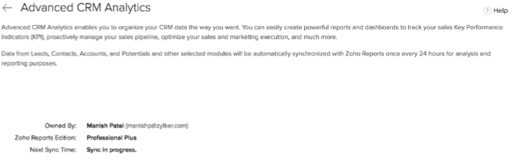 , ¿Cómo Configurar Zoho Reports Analytics en Zoho CRM?